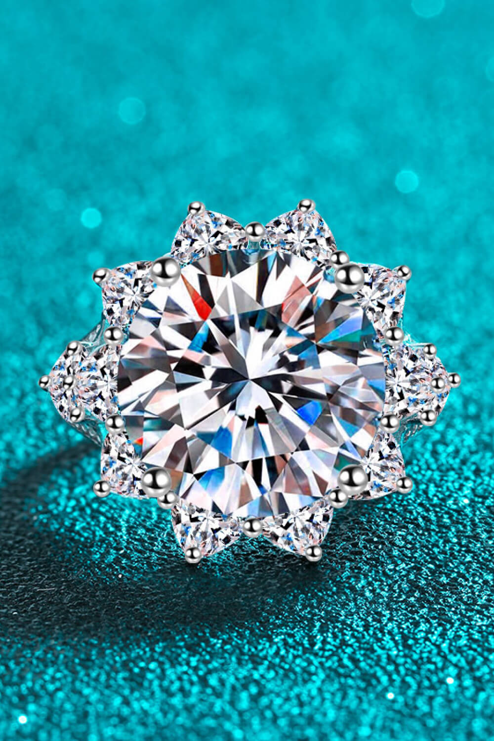 Stunning 10 Carat Moissanite Flower-Shaped Ring