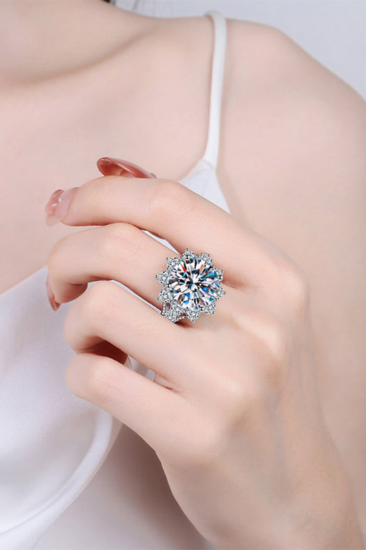 Stunning 10 Carat Moissanite Flower-Shaped Ring