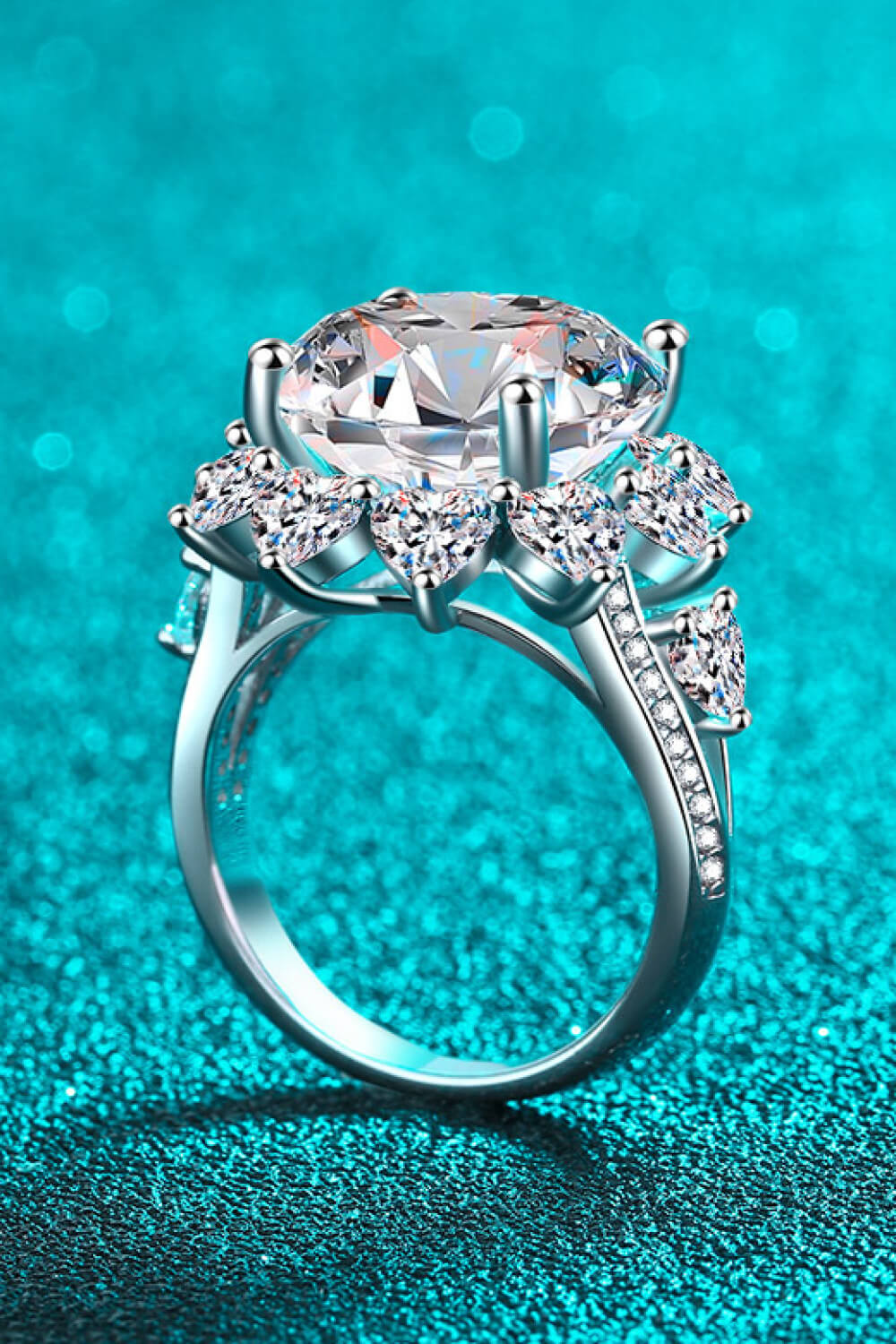 Stunning 10 Carat Moissanite Flower-Shaped Ring