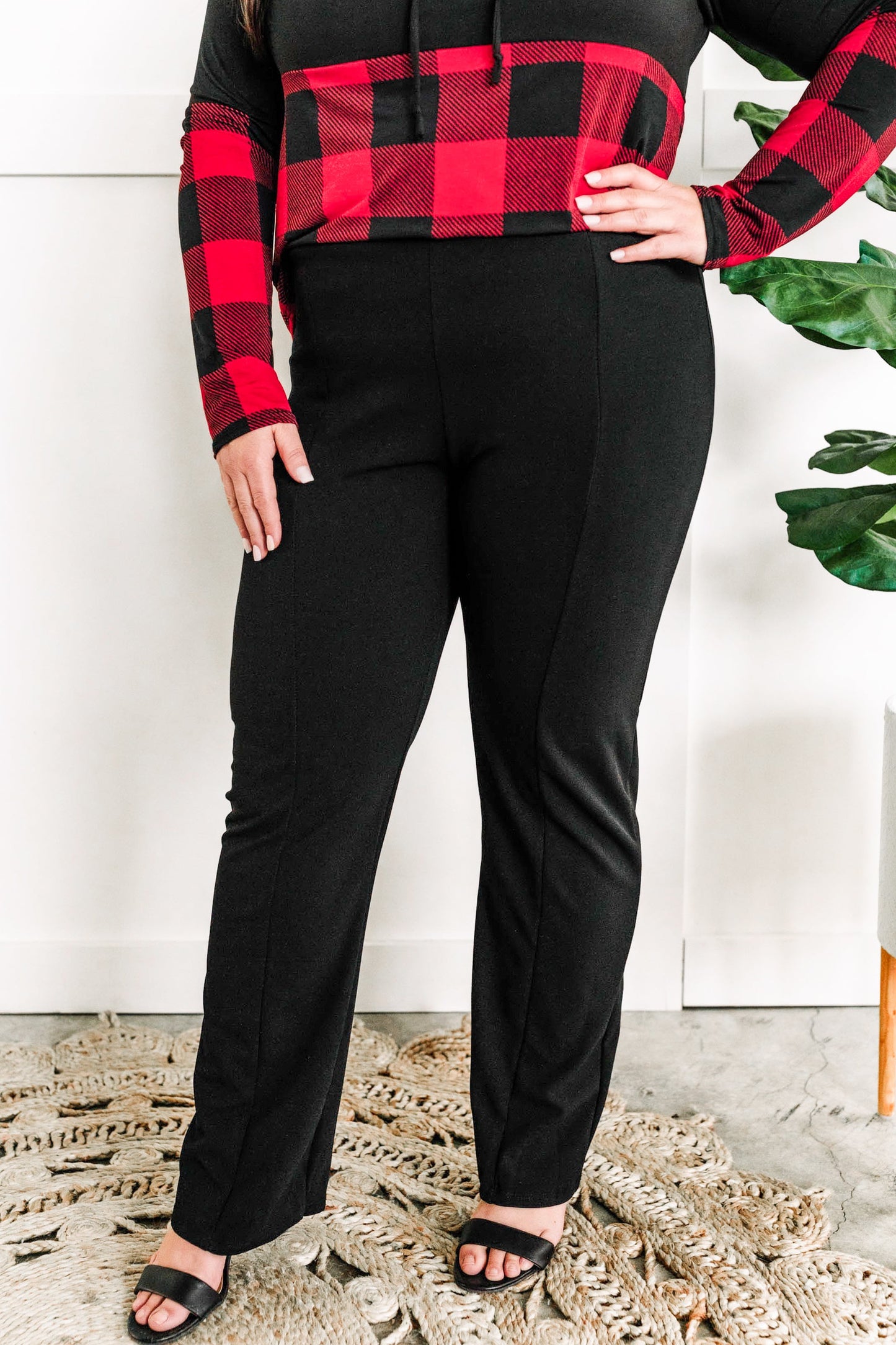 12.1 Stretchy Ponte Pants With Front Seam Detail In Silent Night