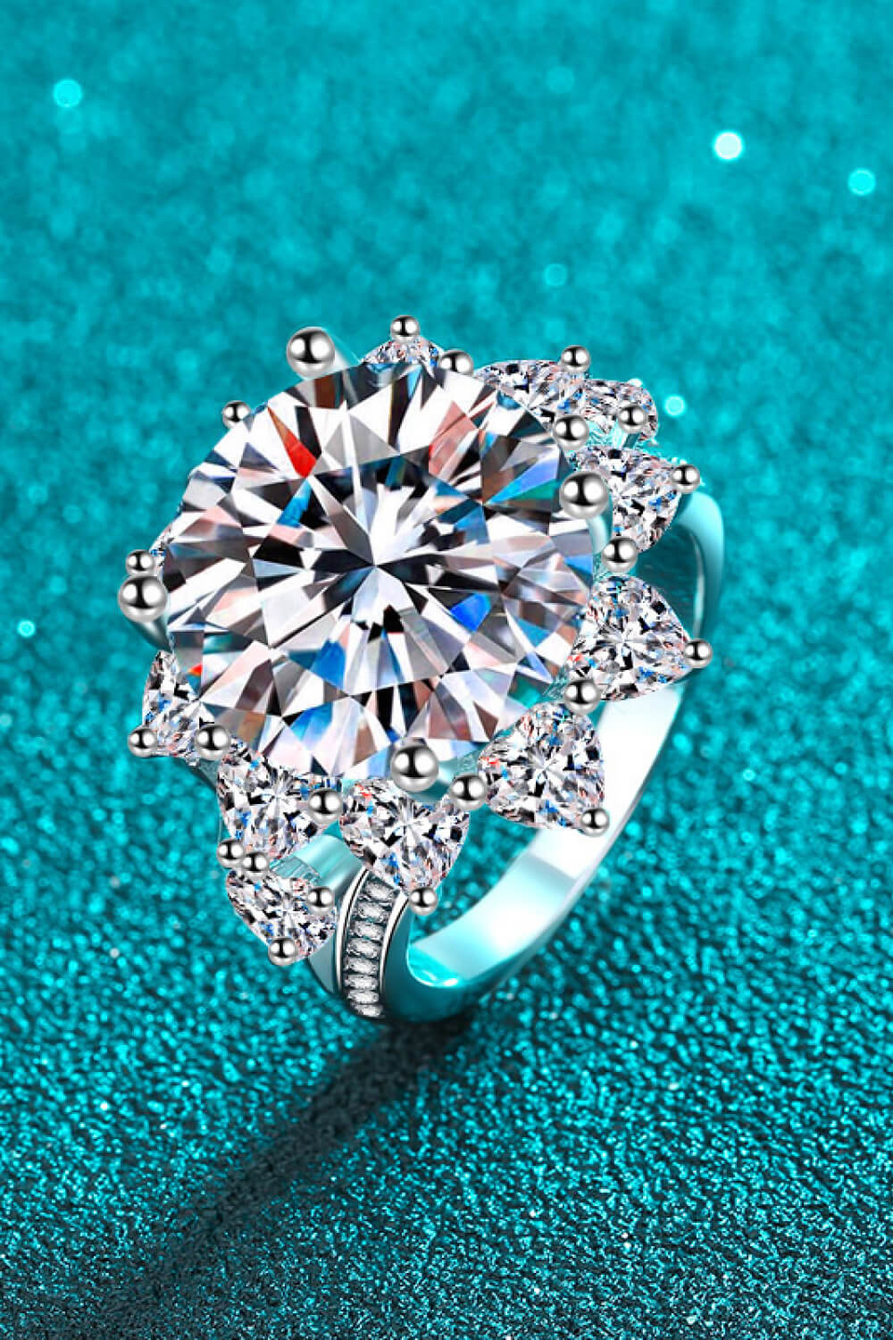 Stunning 10 Carat Moissanite Flower-Shaped Ring